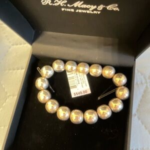 NEW R.H. Macy & Co. .925 solid Silver Beaded Bracelet 8.1 inches. Beautiful!